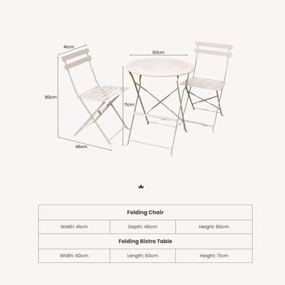 Padstow Outdoor 2 Seater Bistro Set - Cashmere - DUSK