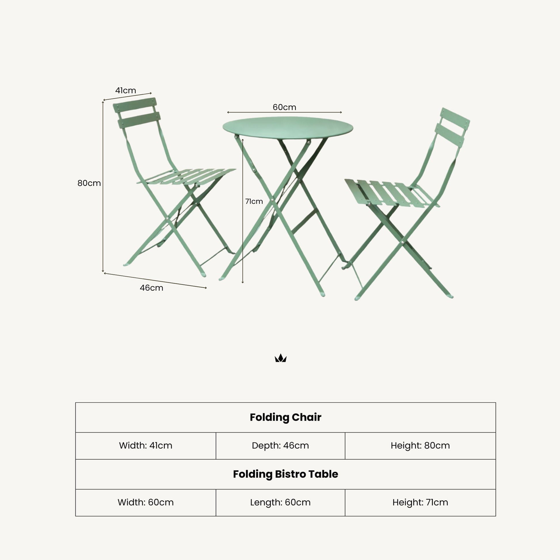 Padstow Outdoor 2 Seater Bistro Set - Moss - DUSK