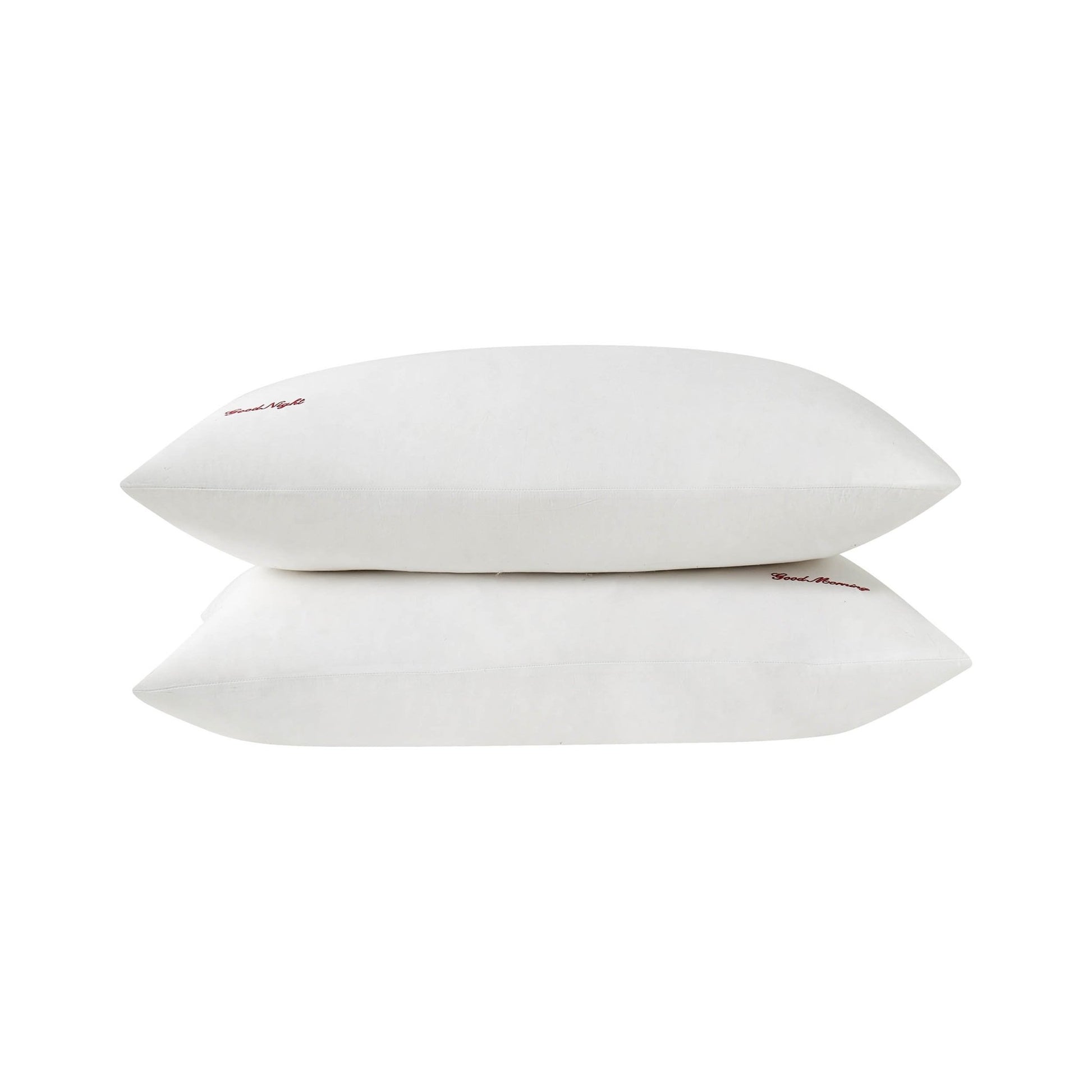 Pair of 200 Thread Count Slogan Embroidered Pillowcases - White - DUSK