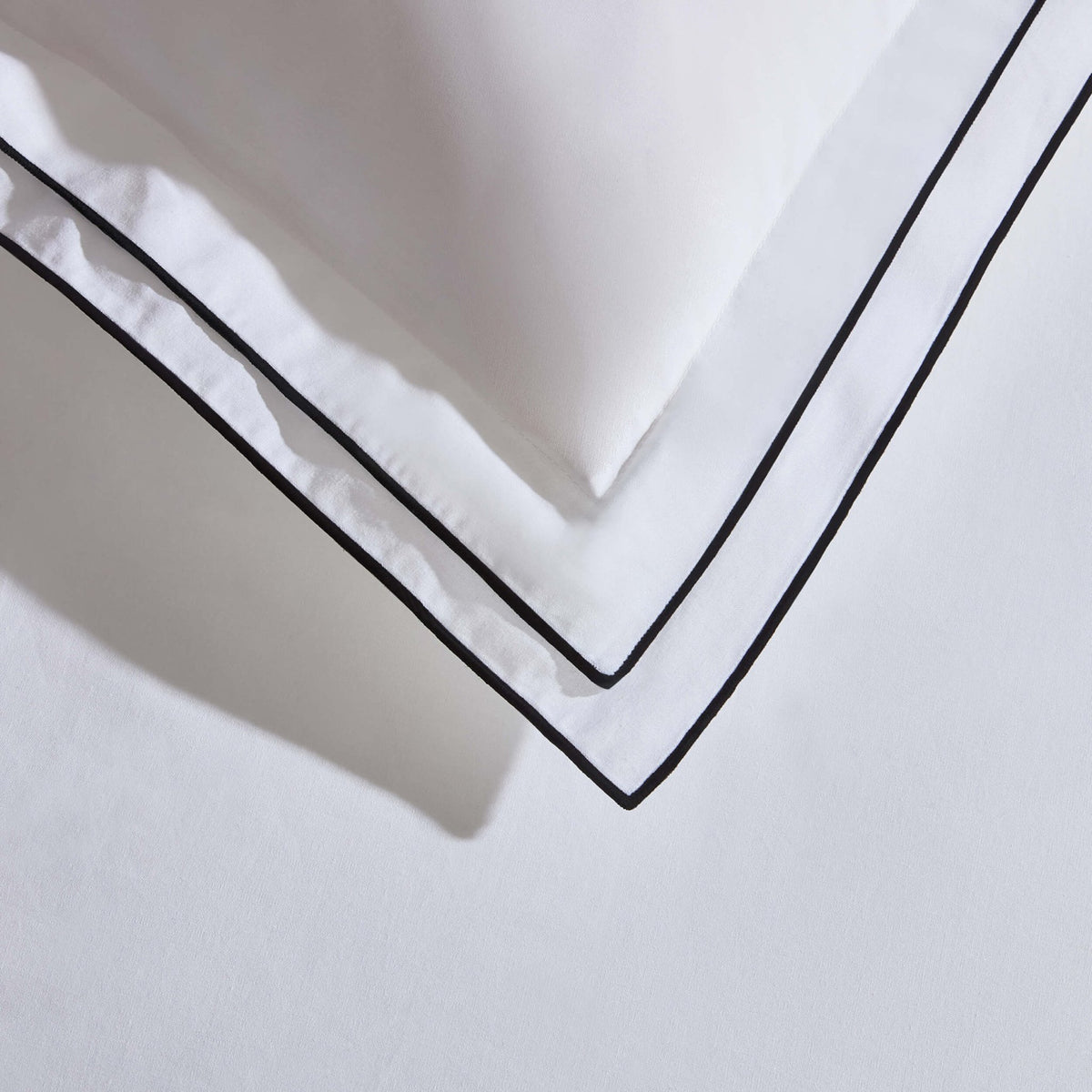 Pair of Alessia Embroided Edge 300 Thread Count Pillowcases - White/Black - DUSK