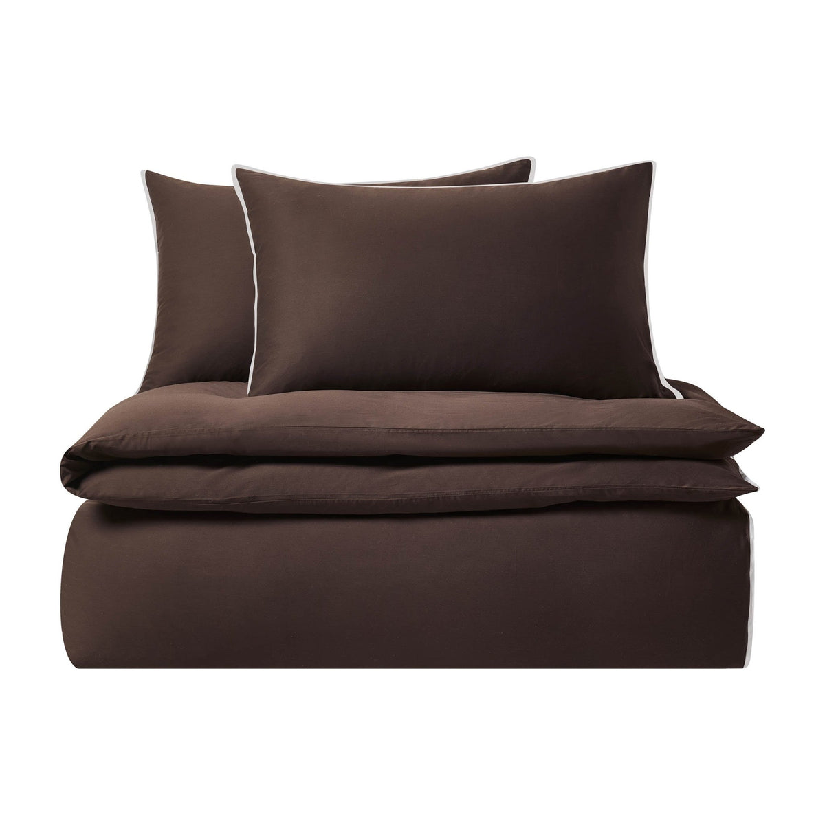 Pair of Bamboo 300 Thread Count Supersoft Cotton Plain Dye Classic Pillowcases - Chocolate - DUSK