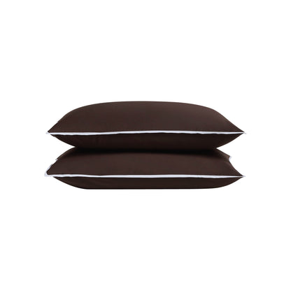 Pair of Bamboo 300 Thread Count Supersoft Cotton Plain Dye Classic Pillowcases - Chocolate - DUSK