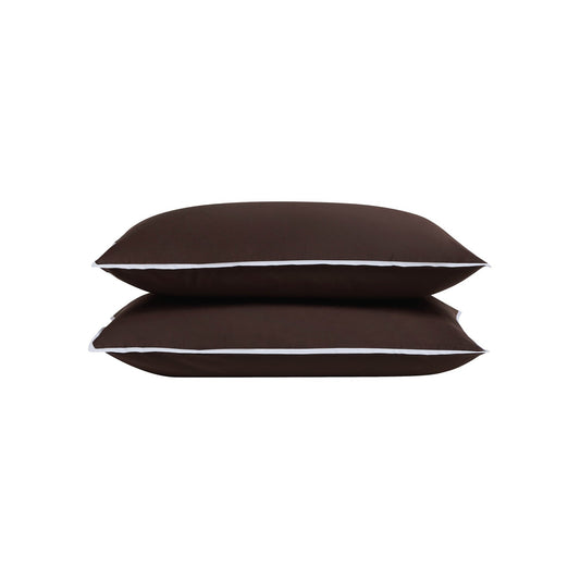 Pair of Bamboo 300 Thread Count Supersoft Cotton Plain Dye Classic Pillowcases - Chocolate - DUSK