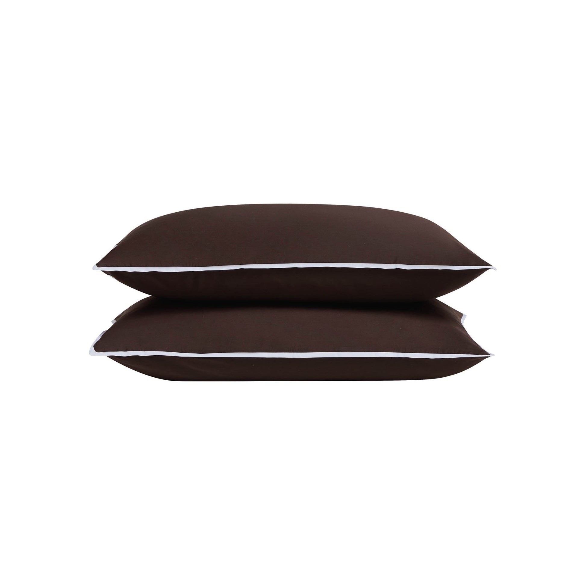 Pair of Bamboo 300 Thread Count Supersoft Cotton Plain Dye Classic Pillowcases - Chocolate - DUSK