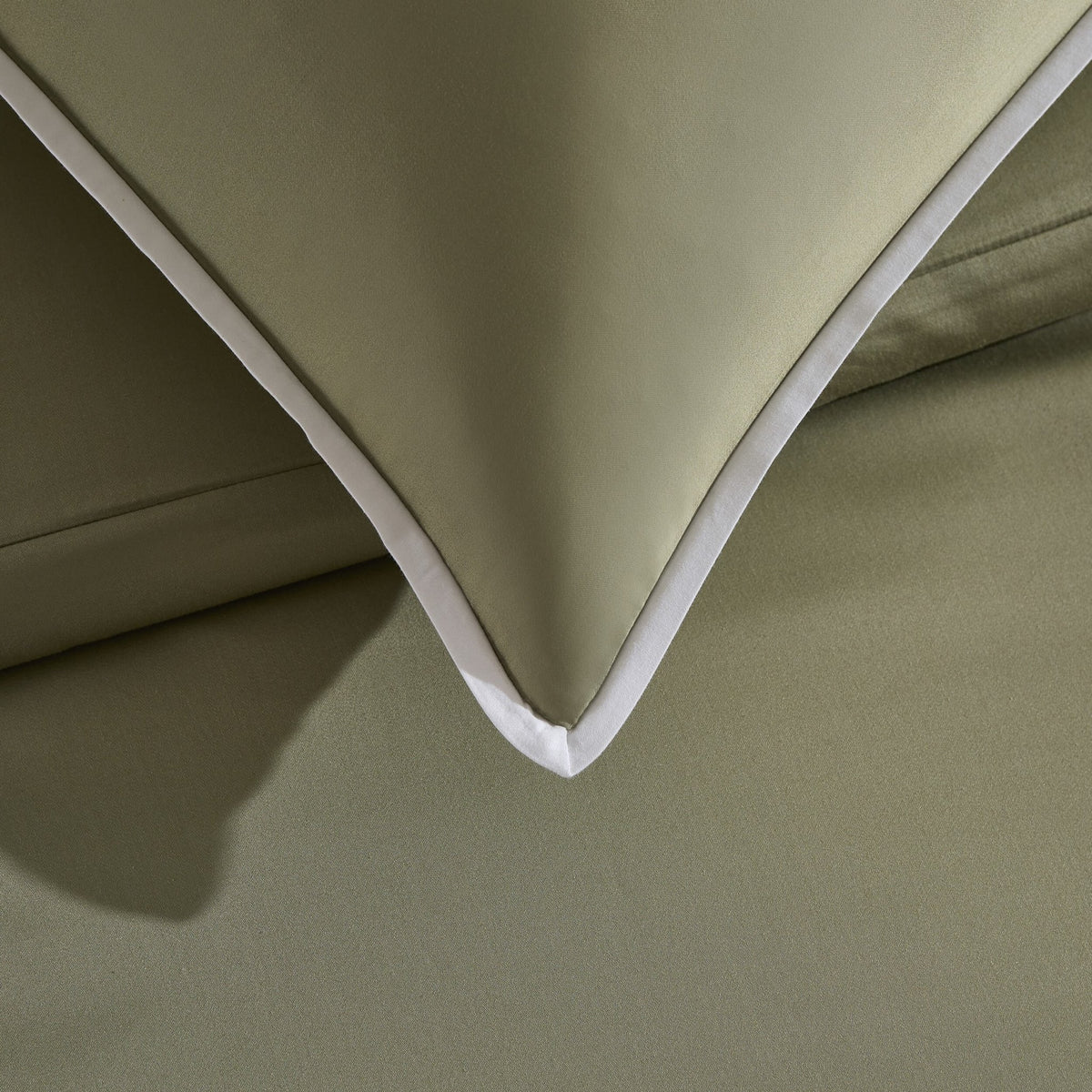 Pair of Bamboo Cotton Plain Dye Classic Pillowcases - Olive - DUSK