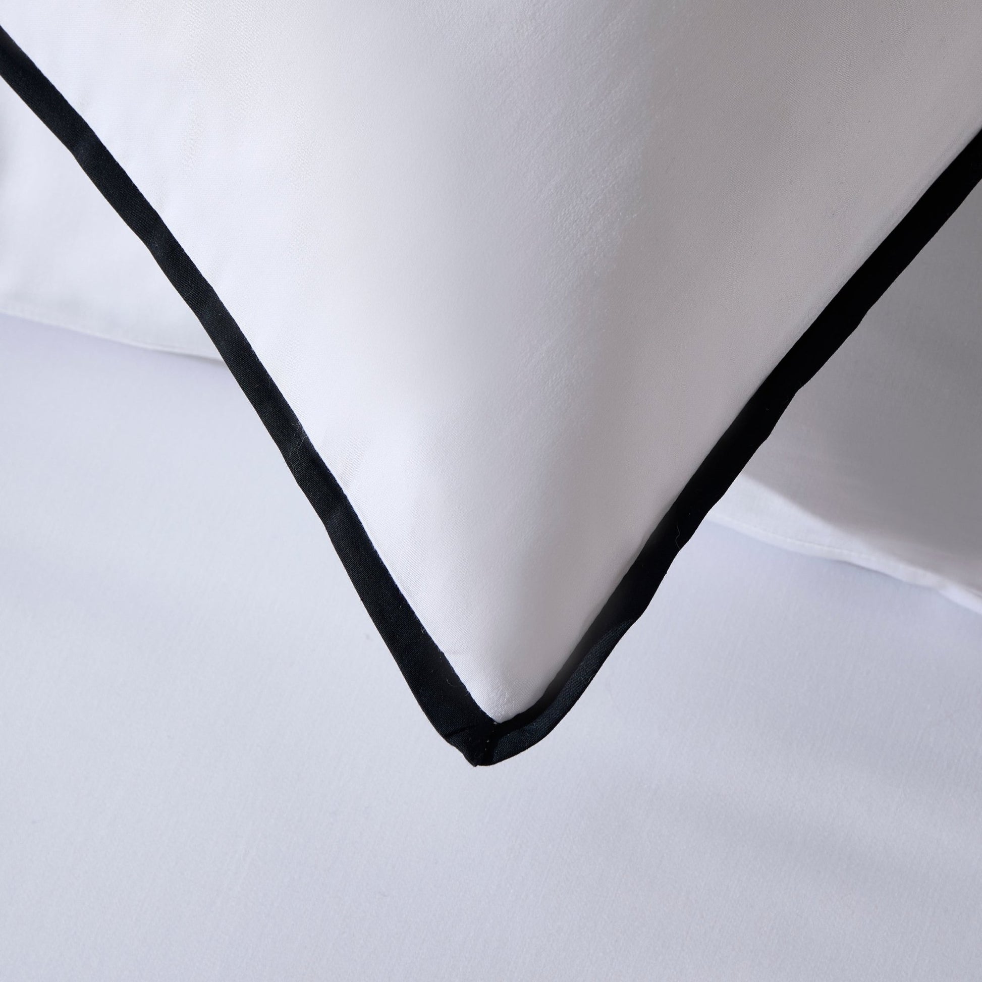 Pair of Bamboo Cotton Plain Dye Classic Pillowcases - White/Black - DUSK