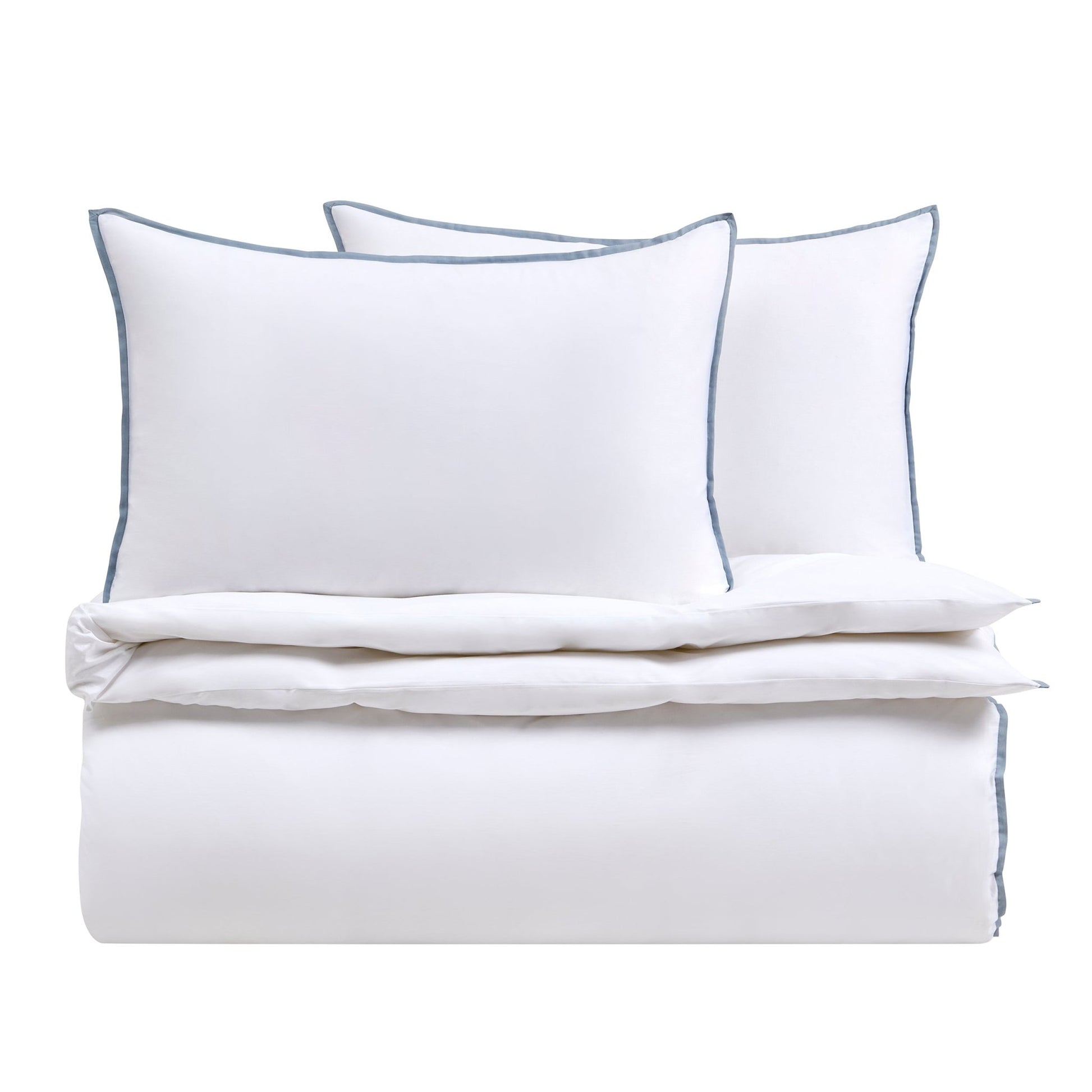 Pair of Bamboo Cotton Plain Dye Classic Pillowcases - White/Blue - DUSK