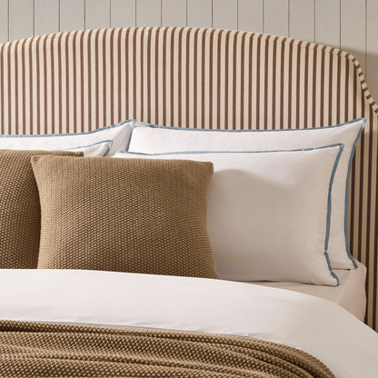 Pair of Bamboo Cotton Plain Dye Classic Pillowcases - White/Blue - DUSK