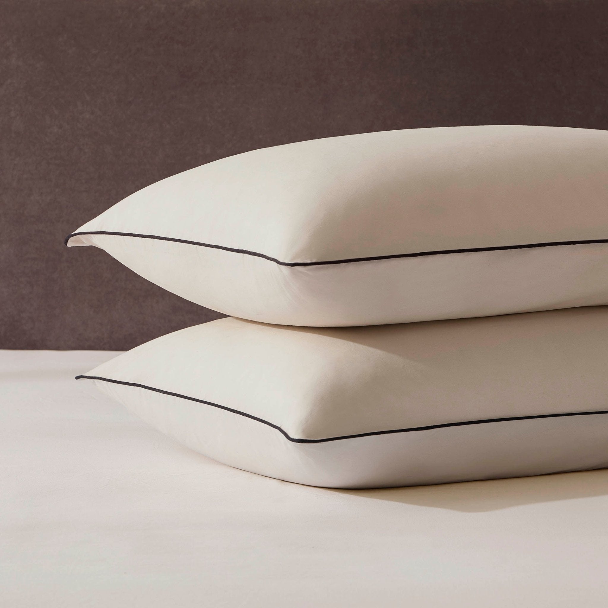 Pair Of Cambridge Pillowcases - 200 Thread Count - Cotton - Natural/Black - DUSK