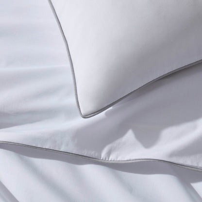 Pair of Cambridge Pillowcases - 200 Thread Count - Cotton - White/Grey - DUSK