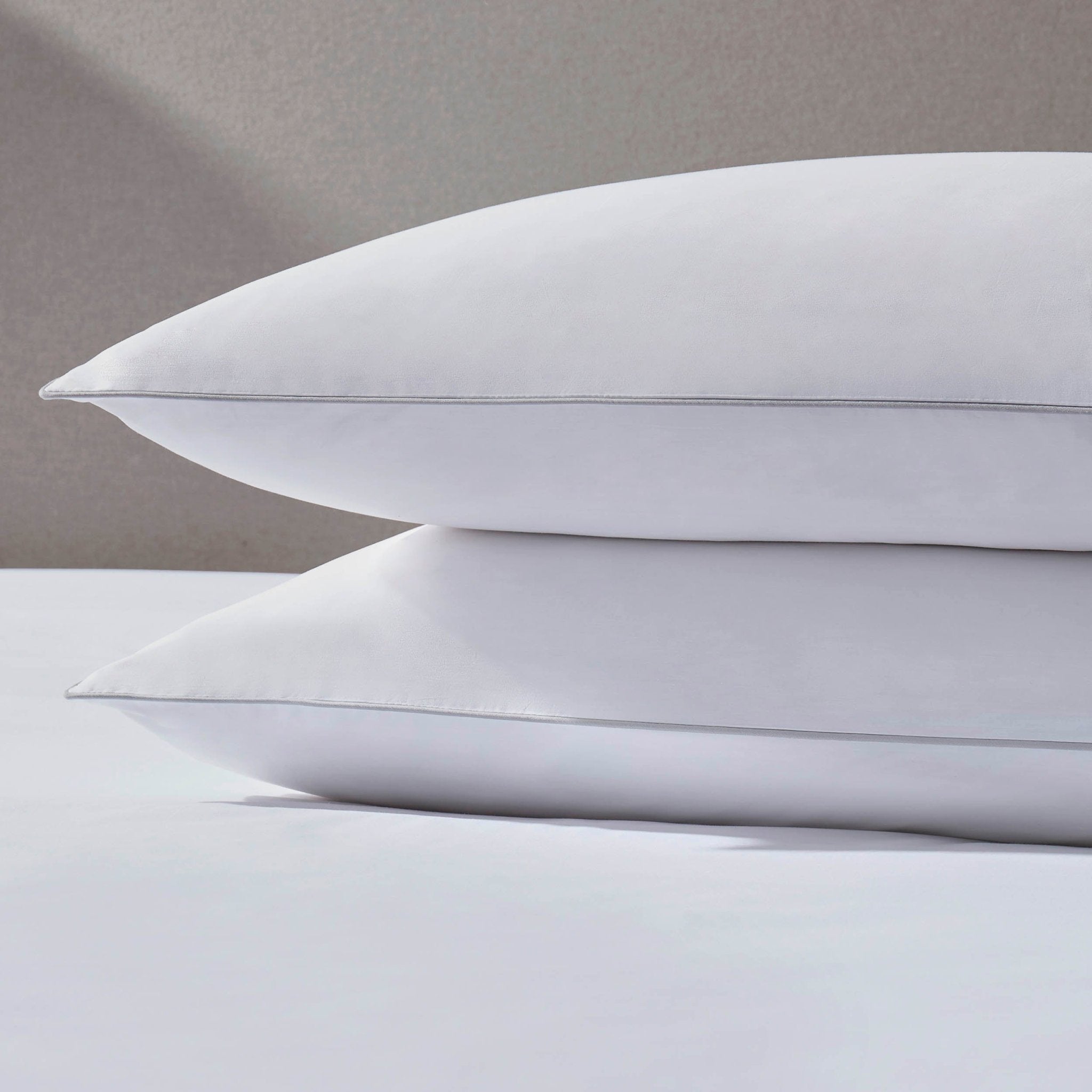 Pair of Cambridge Pillowcases - 200 Thread Count - Cotton - White/Grey - DUSK
