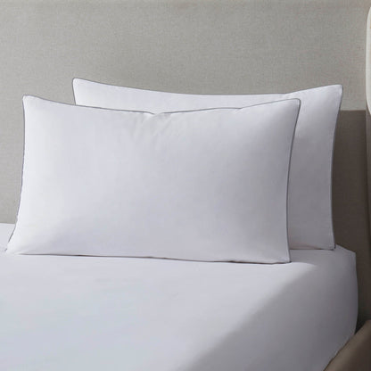 Pair of Cambridge Pillowcases - 200 Thread Count - Cotton - White/Grey - DUSK