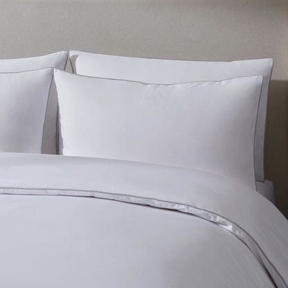 Pair of Cambridge Pillowcases - 200 Thread Count - Cotton - White/Grey - DUSK