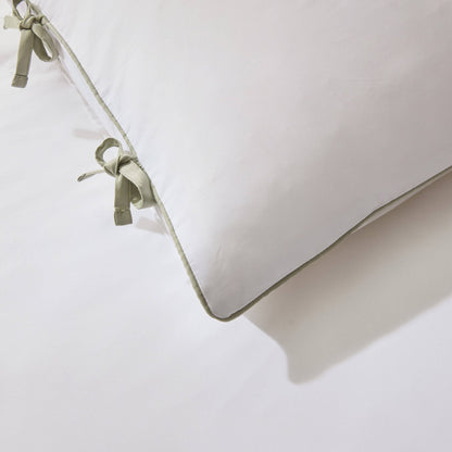 Pair of Cambridge Pillowcases with Bows - 200 Thread Count - Sage - DUSK