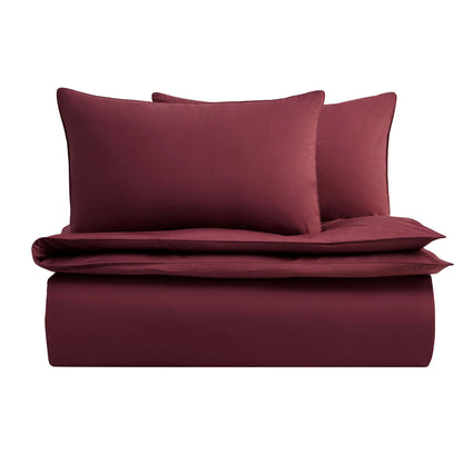 Pair of Cambridge Piped Edge Pillowcases - 200 Thread Count - Dark Berry - DUSK