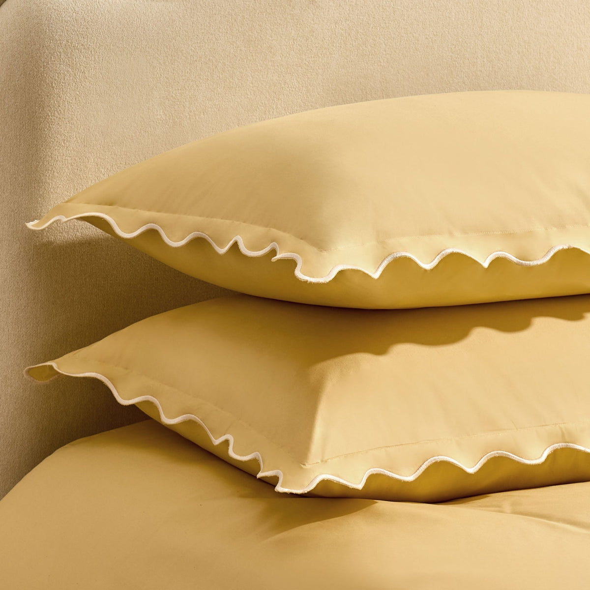 Pair of Grace Embroidered Edge 100% Cotton 200 Thread Count Oxford Pillowcases - Buttermilk - DUSK