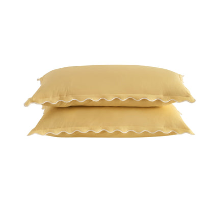 Pair of Grace Embroidered Edge 100% Cotton 200 Thread Count Oxford Pillowcases - Buttermilk - DUSK