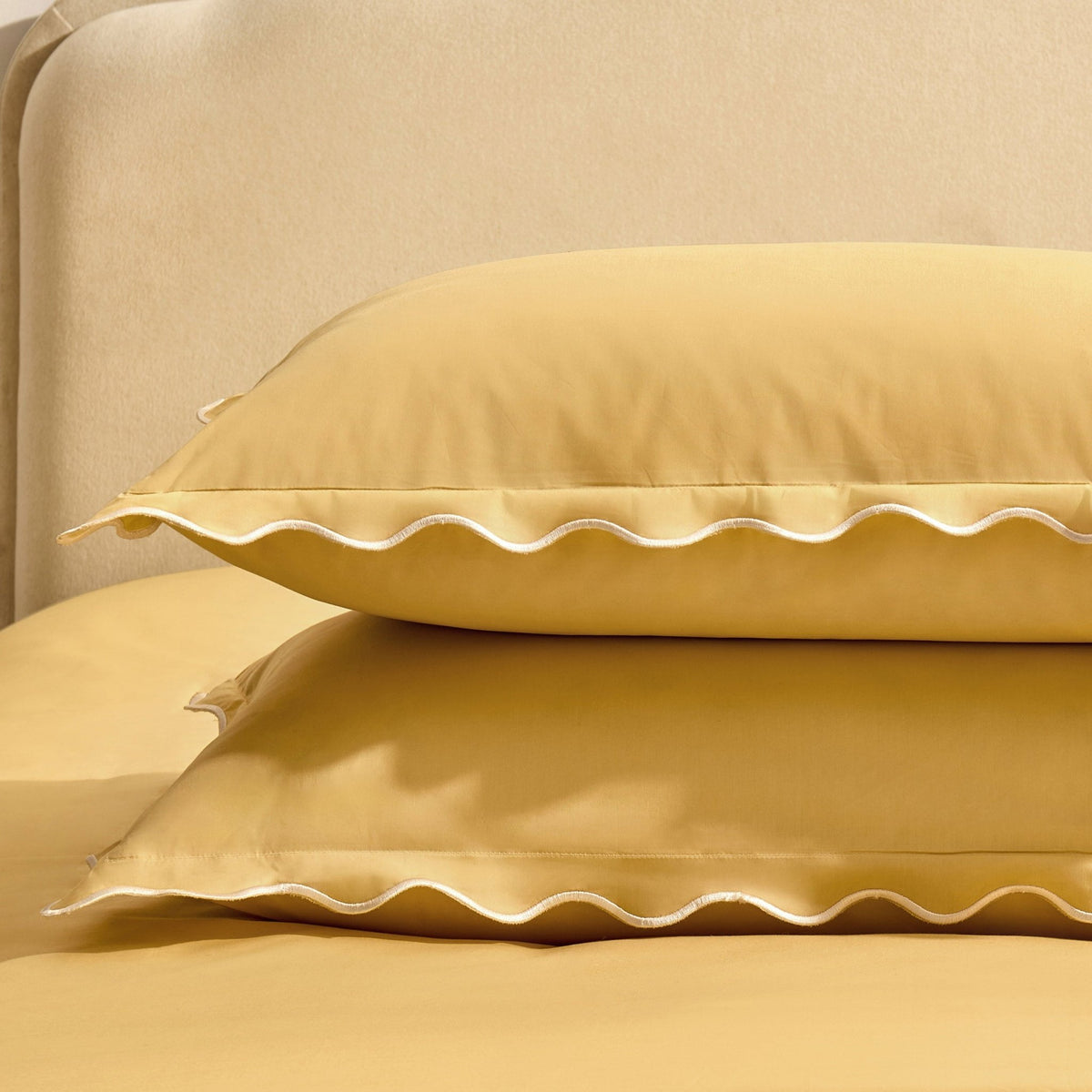Pair of Grace Embroidered Edge 100% Cotton 200 Thread Count Oxford Pillowcases - Buttermilk - DUSK