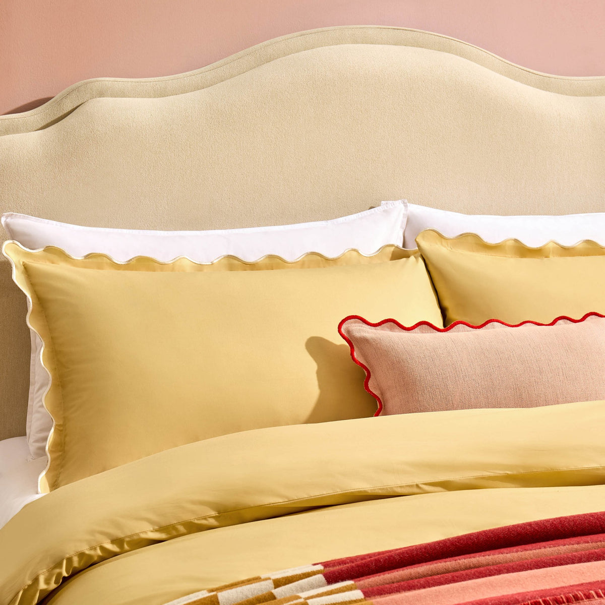 Pair of Grace Embroidered Edge 100% Cotton 200 Thread Count Oxford Pillowcases - Buttermilk - DUSK