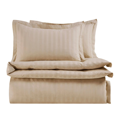 Pair of Hotel Satin Stripe 200 Thread Count Oxford Pillowcases - Champagne - DUSK