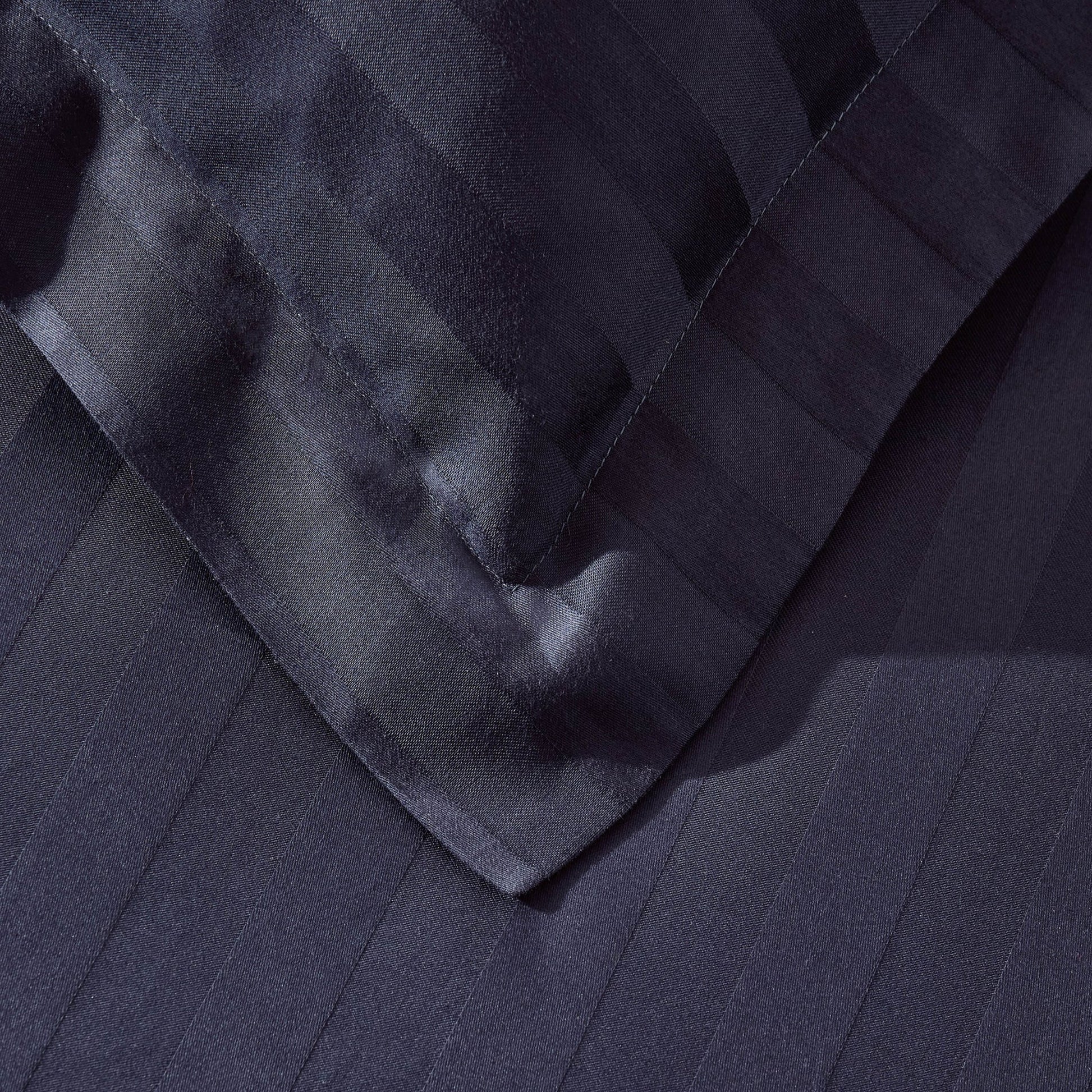 Pair of Hotel Satin Stripe 200 Thread Count Oxford Pillowcases - Navy - DUSK
