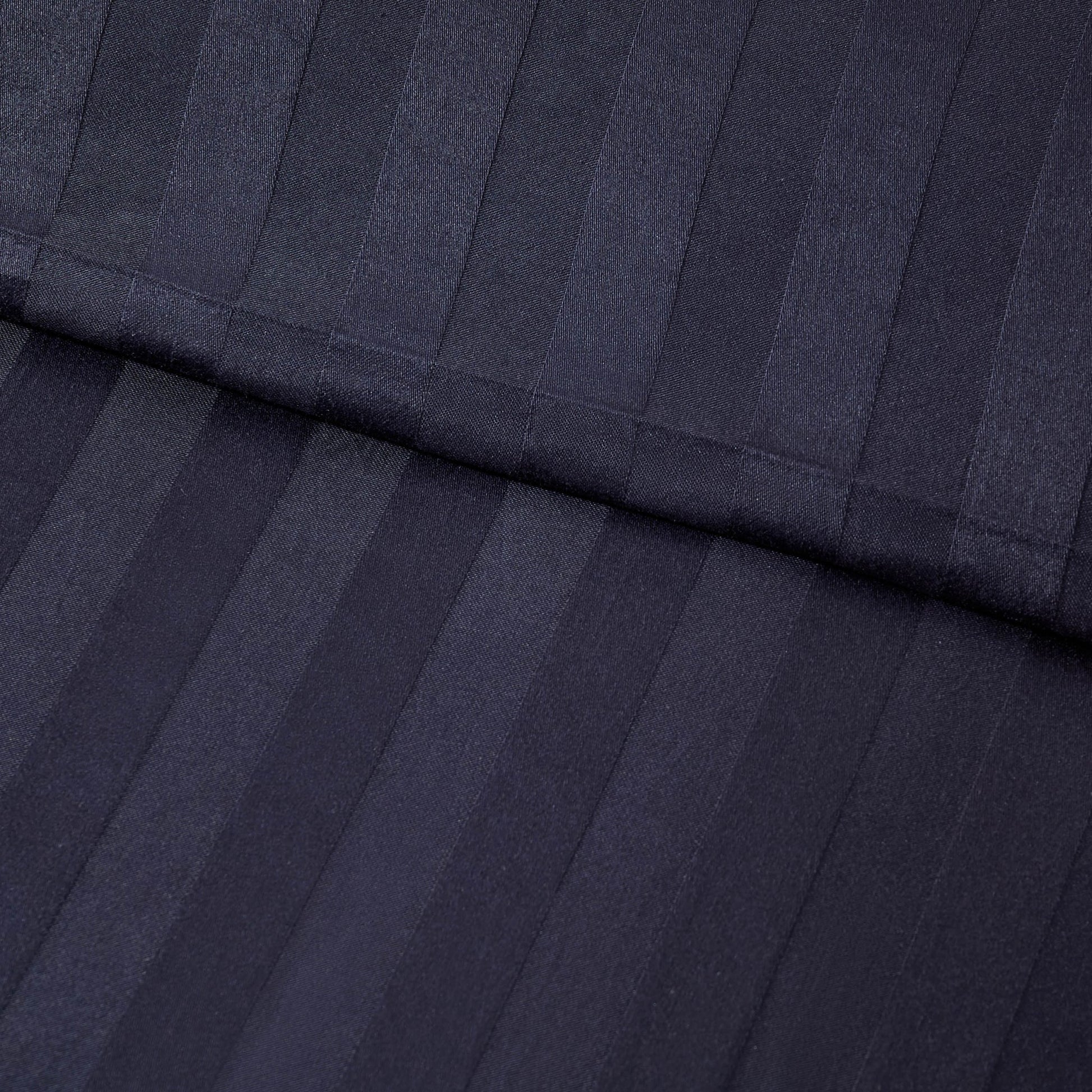 Pair of Hotel Satin Stripe 200 Thread Count Oxford Pillowcases - Navy - DUSK