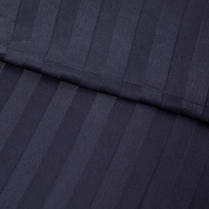 Pair of Hotel Satin Stripe 200 Thread Count Oxford Pillowcases - Navy - DUSK