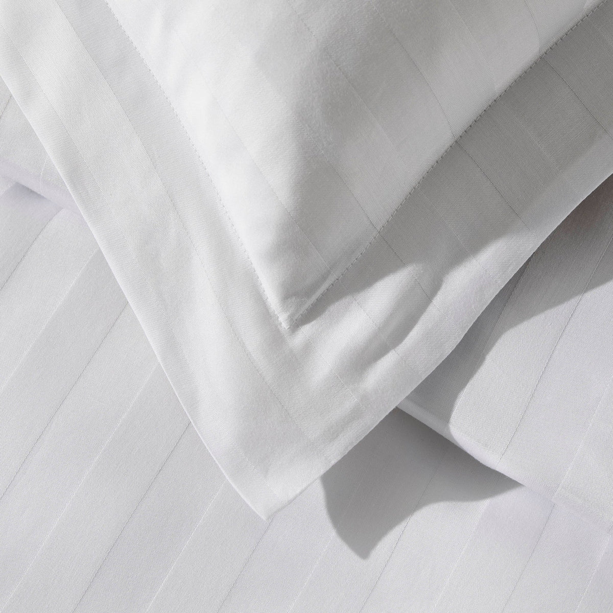 Pair of Hotel Satin Stripe 200 Thread Count Oxford Pillowcases - White - DUSK