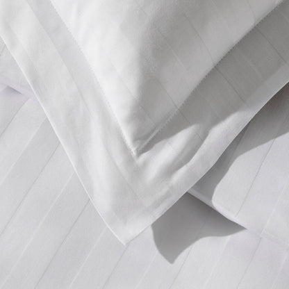 Pair of Hotel Satin Stripe 200 Thread Count Oxford Pillowcases - White - DUSK