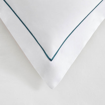 Pair of Islington Oxford Pillowcases - White/Kingfisher - DUSK