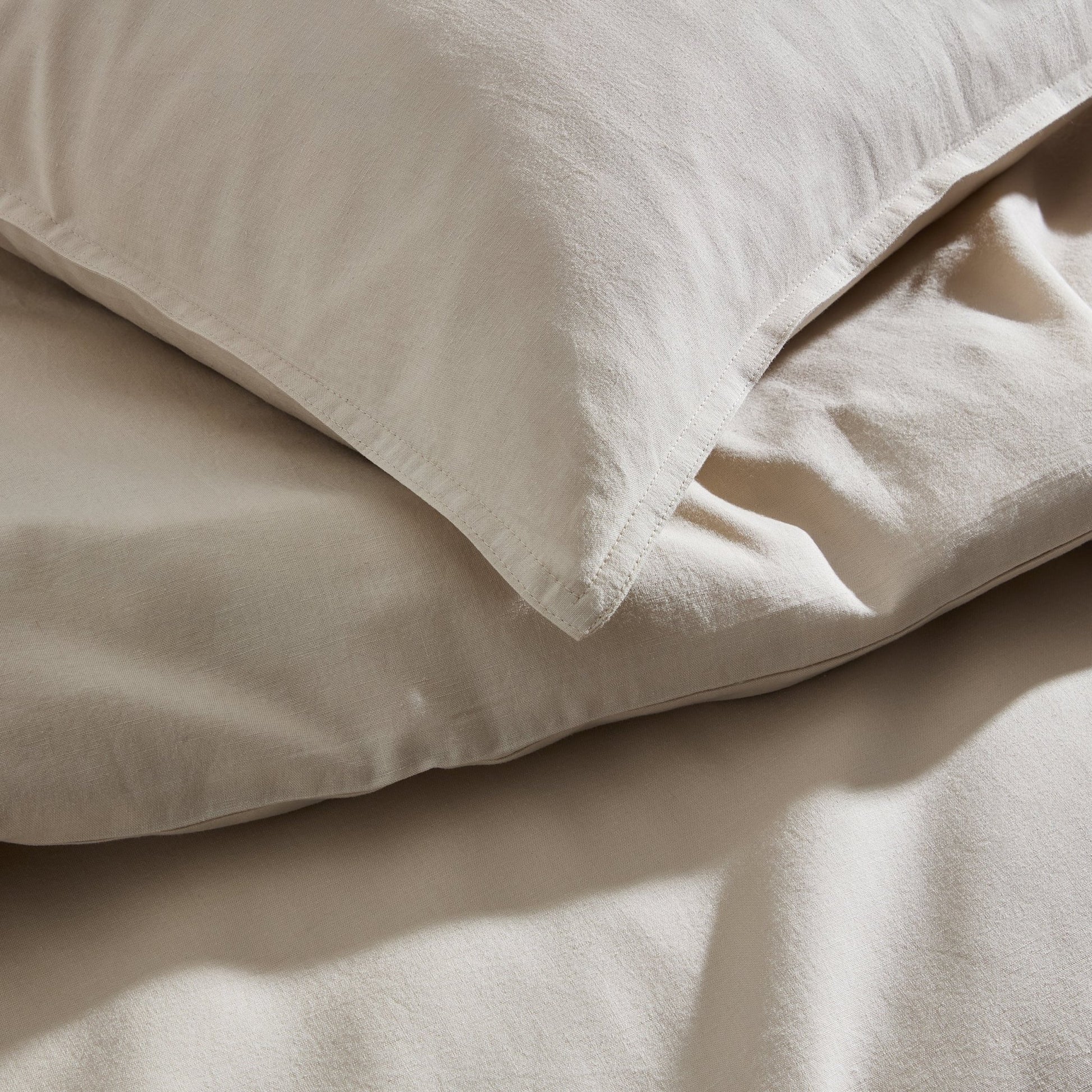 Pair of Linen Cotton Blend Pillowcases - Desert Sand - DUSK