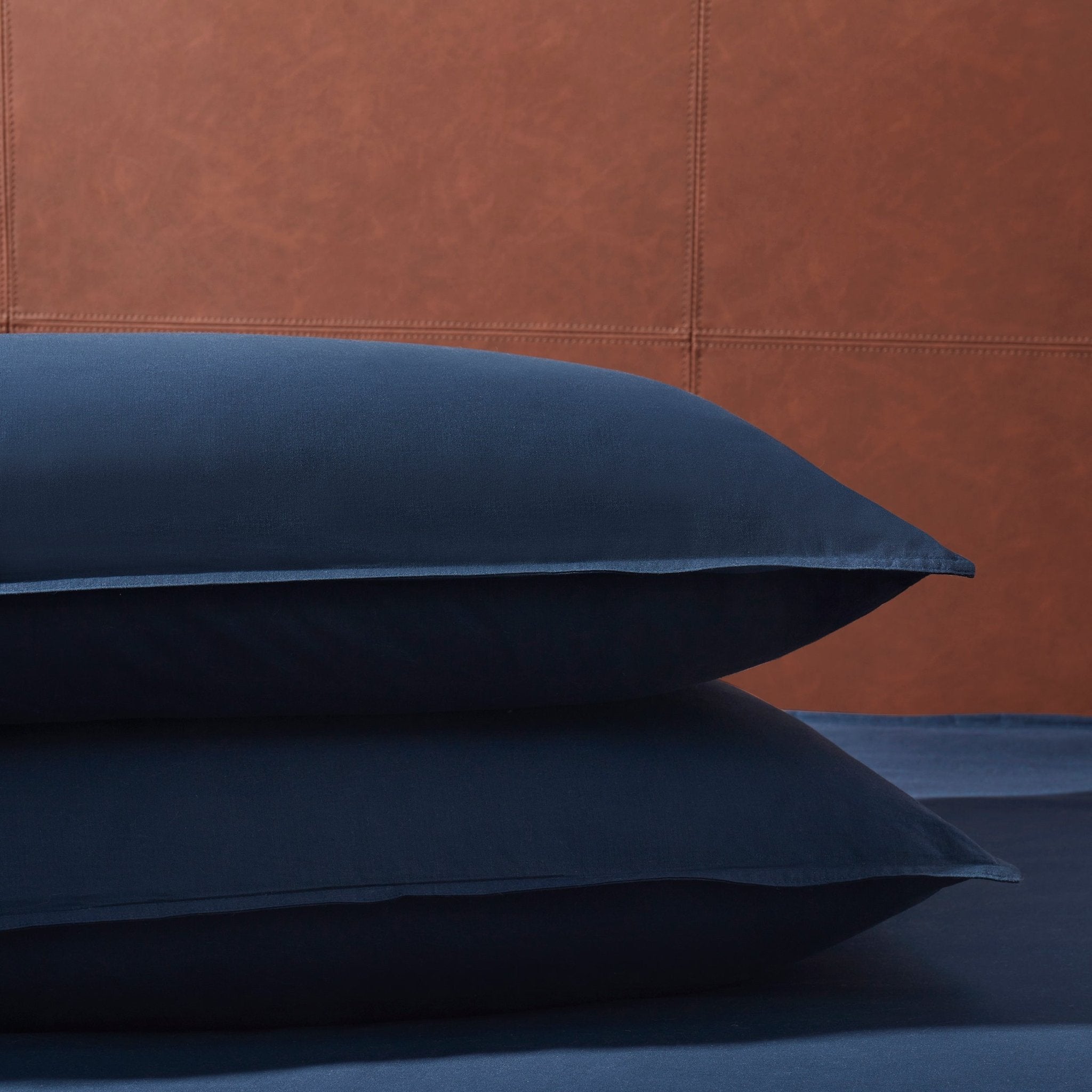 Pair of Linen Cotton Blend Pillowcases - Midnight Navy - DUSK