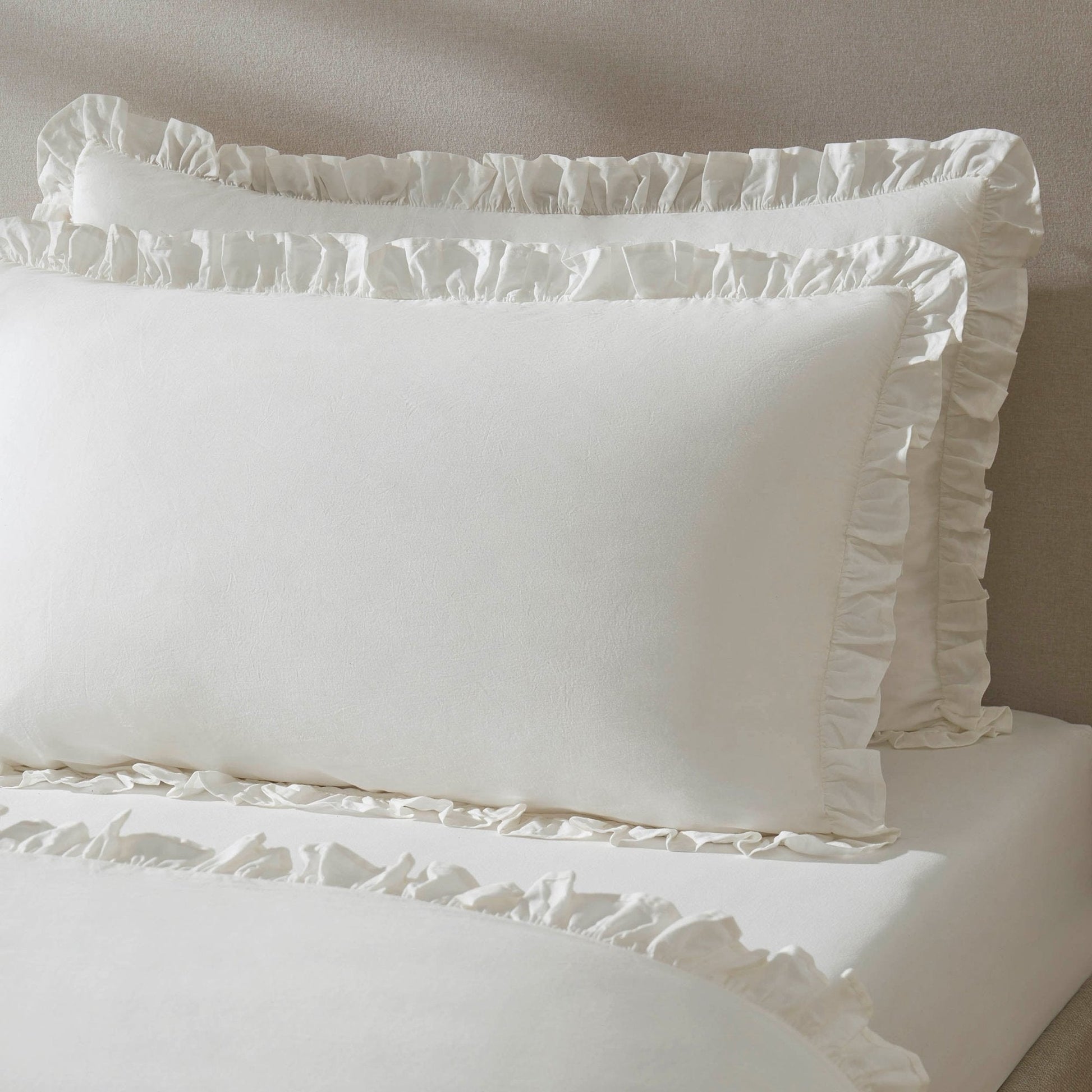 Pair of Marion Ruffle Edge Oxford Pillowcases - Ecru - DUSK