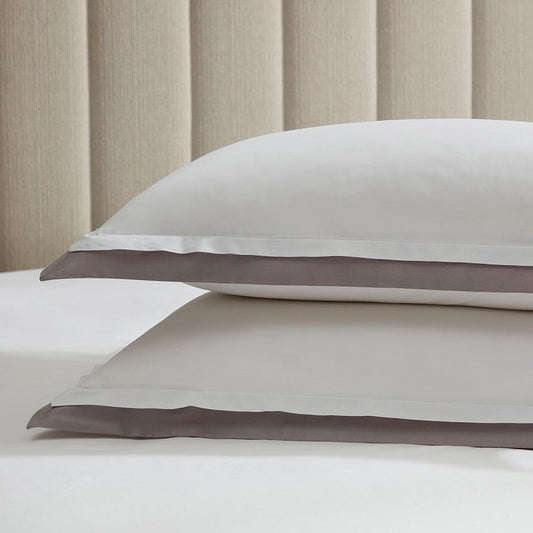 Pair Of Palermo Pillowcases - 200 Thread Count - Grey - DUSK