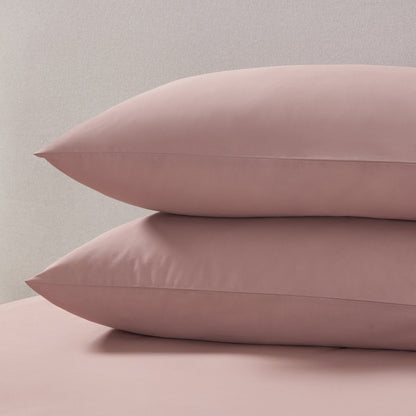 Pair of Plain - Dye Classic Pillowcases - 200 Thread Count - Blush - DUSK