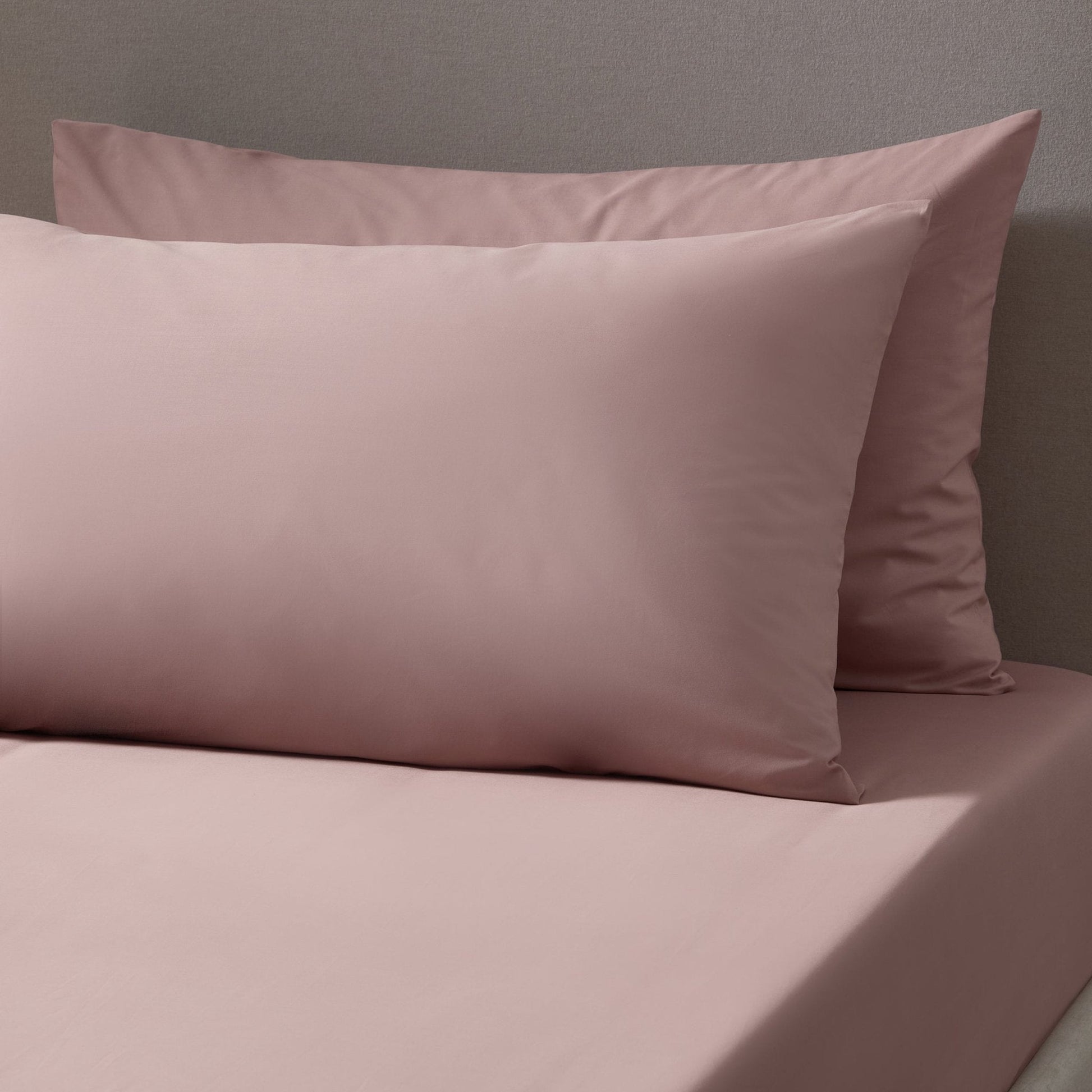 Pair of Plain - Dye Classic Pillowcases - 200 Thread Count - Blush - DUSK