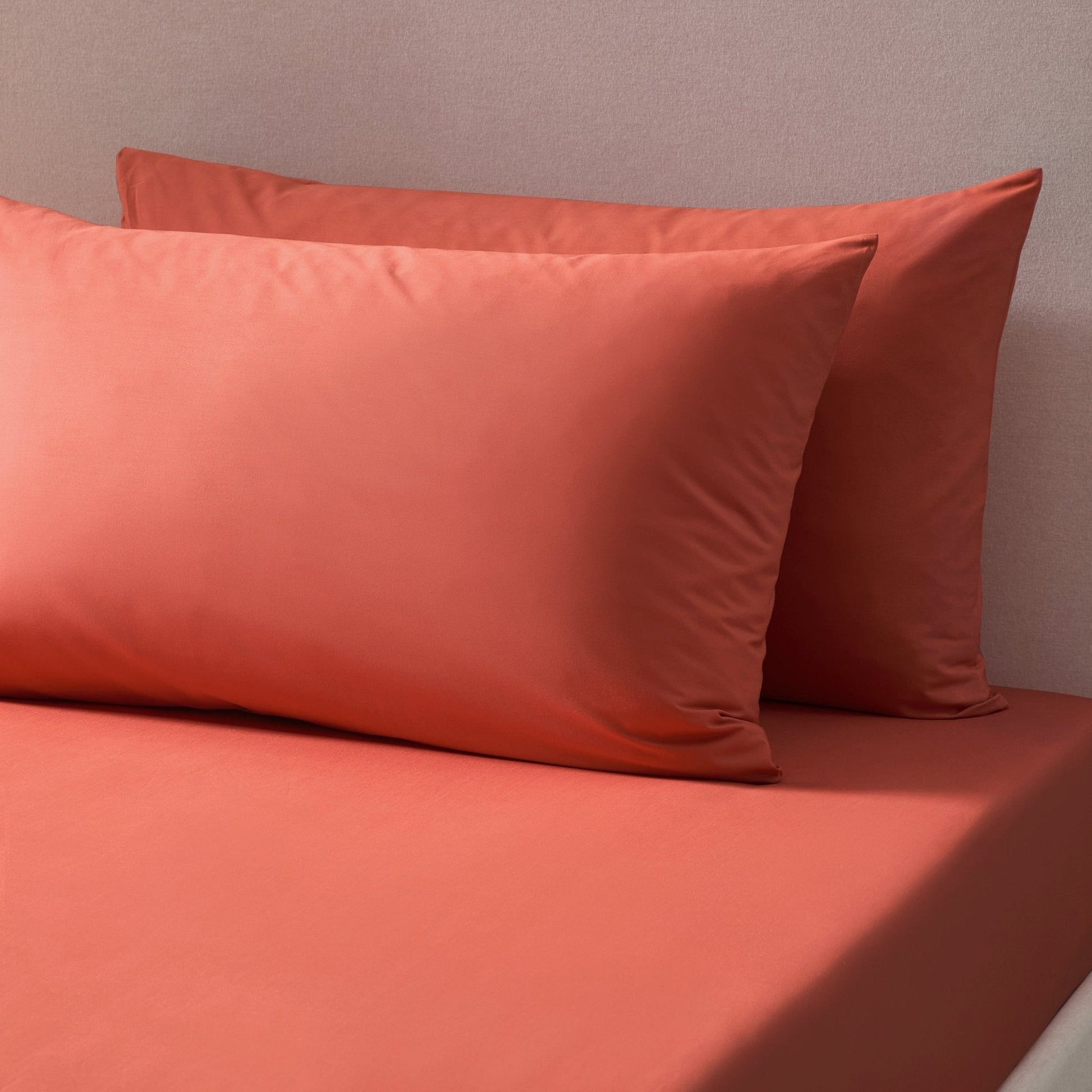 Pair of Plain - Dye Classic Pillowcases - 200 Thread Count - Burnt Orange - DUSK