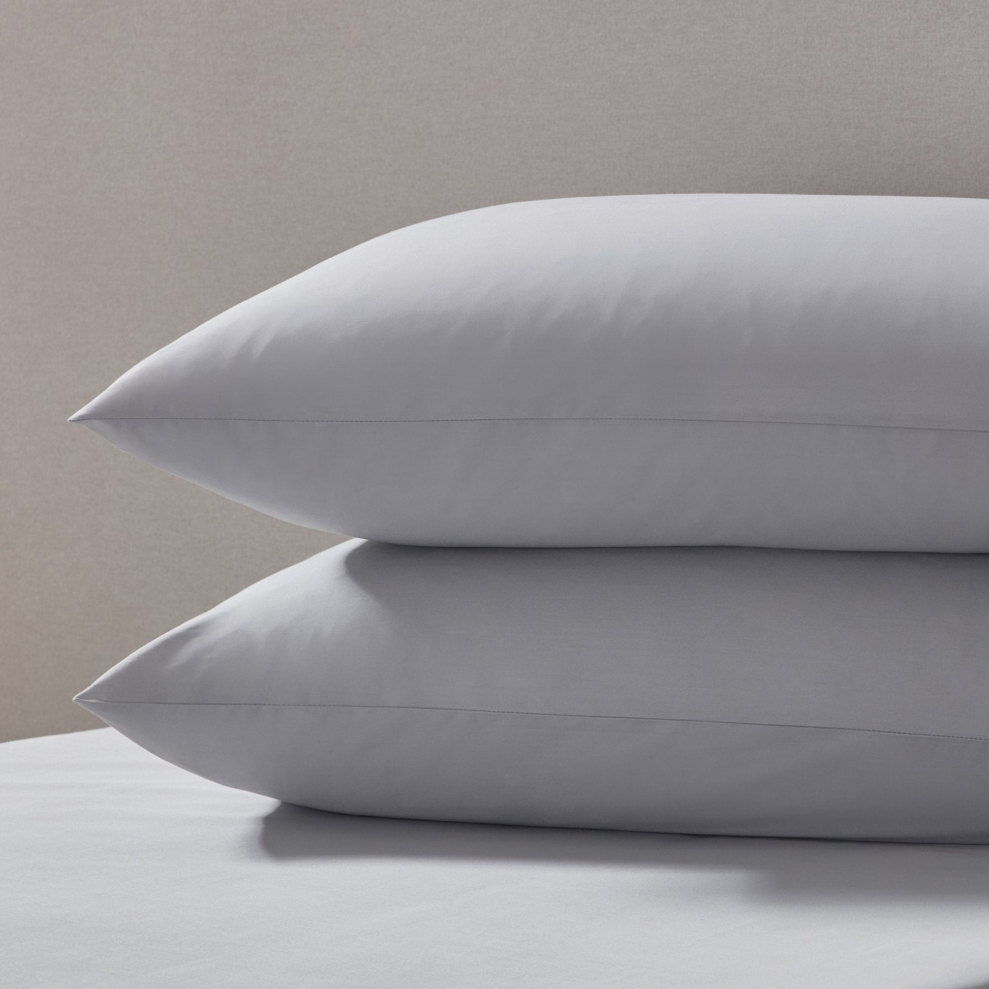 Pair of Plain - Dye Classic Pillowcases - 200 Thread Count - Light Grey - DUSK