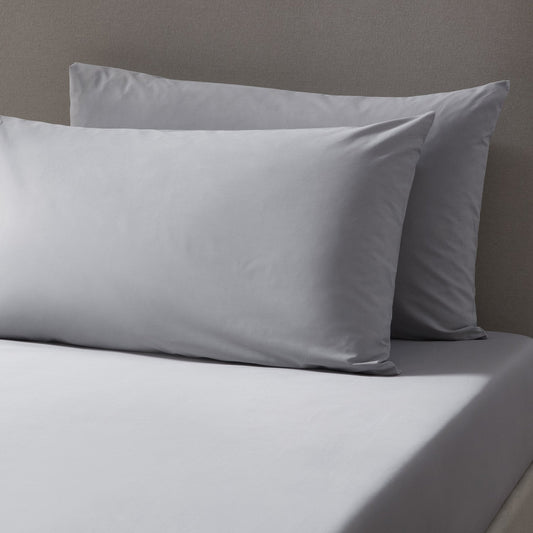 Pair of Plain - Dye Classic Pillowcases - 200 Thread Count - Light Grey - DUSK