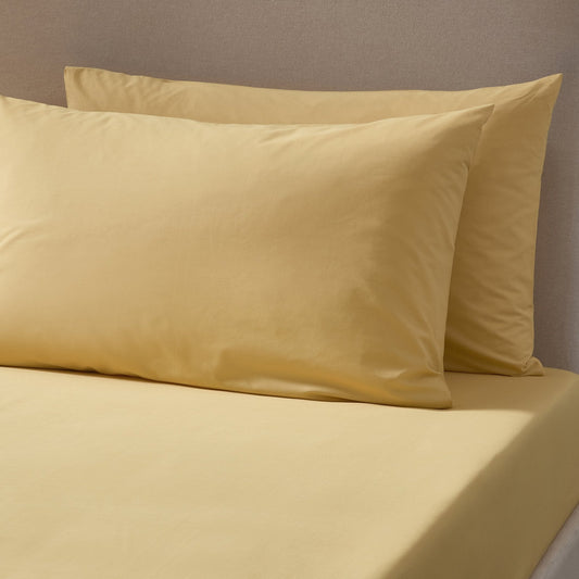 Pair of Plain - Dye Classic Pillowcases - 200 Thread Count - Mustard - DUSK