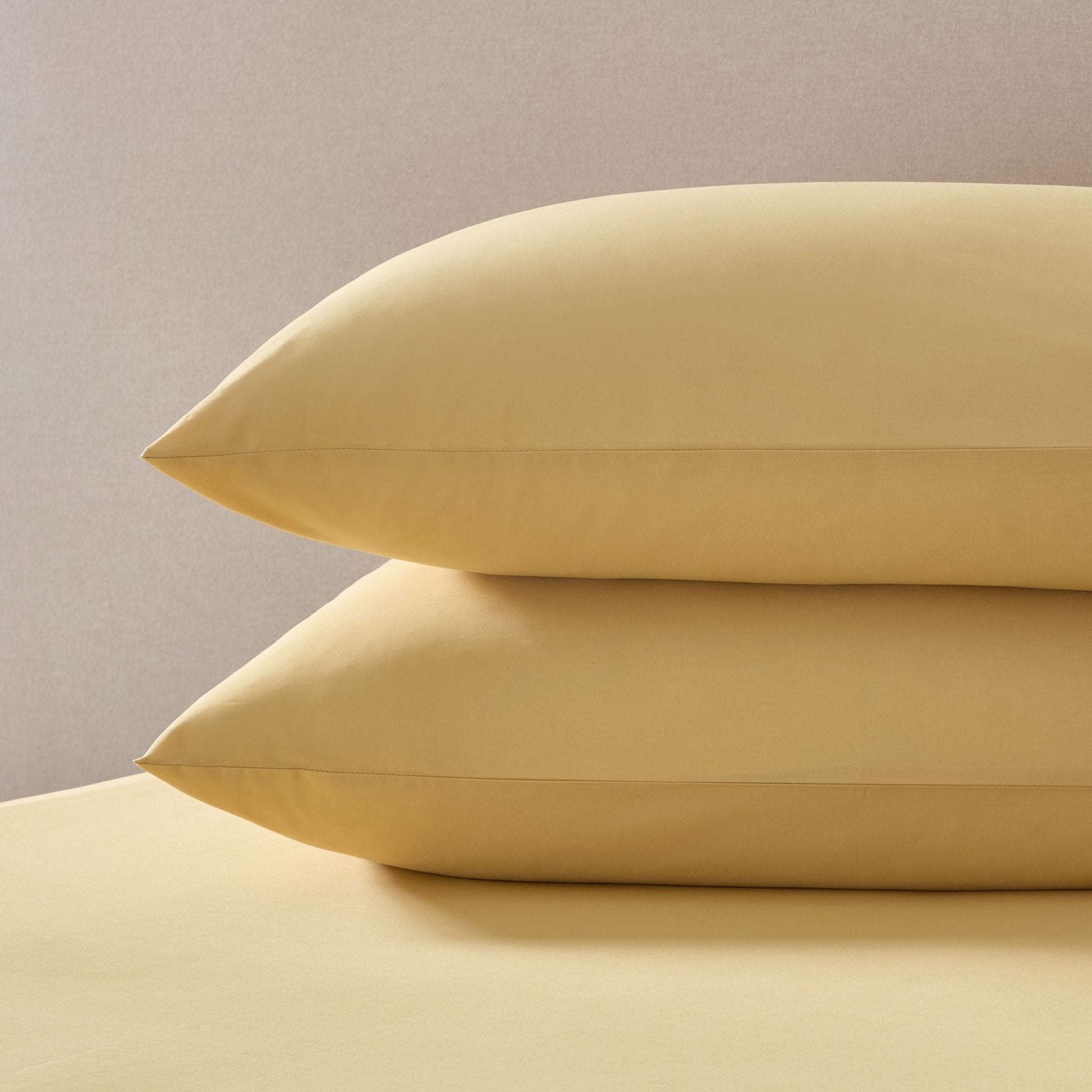 Pair of Plain - Dye Classic Pillowcases - 200 Thread Count - Mustard - DUSK