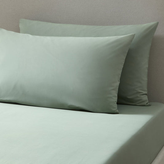 Pair of Plain - Dye Classic Pillowcases - 200 Thread Count - Olive - DUSK