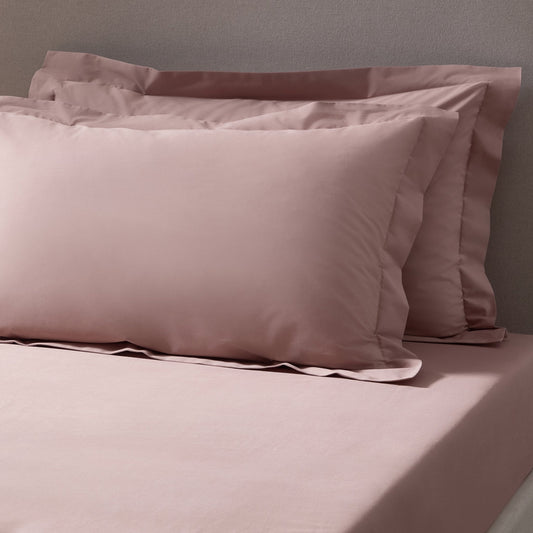 Pair of Plain - Dye Oxford Pillowcases - 200 Thread Count - Blush - DUSK