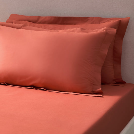 Pair of Plain - Dye Oxford Pillowcases - 200 Thread Count - Burnt Orange - DUSK