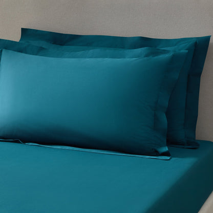 Pair of Plain - Dye Oxford Pillowcases - 200 Thread Count - Kingfisher - DUSK