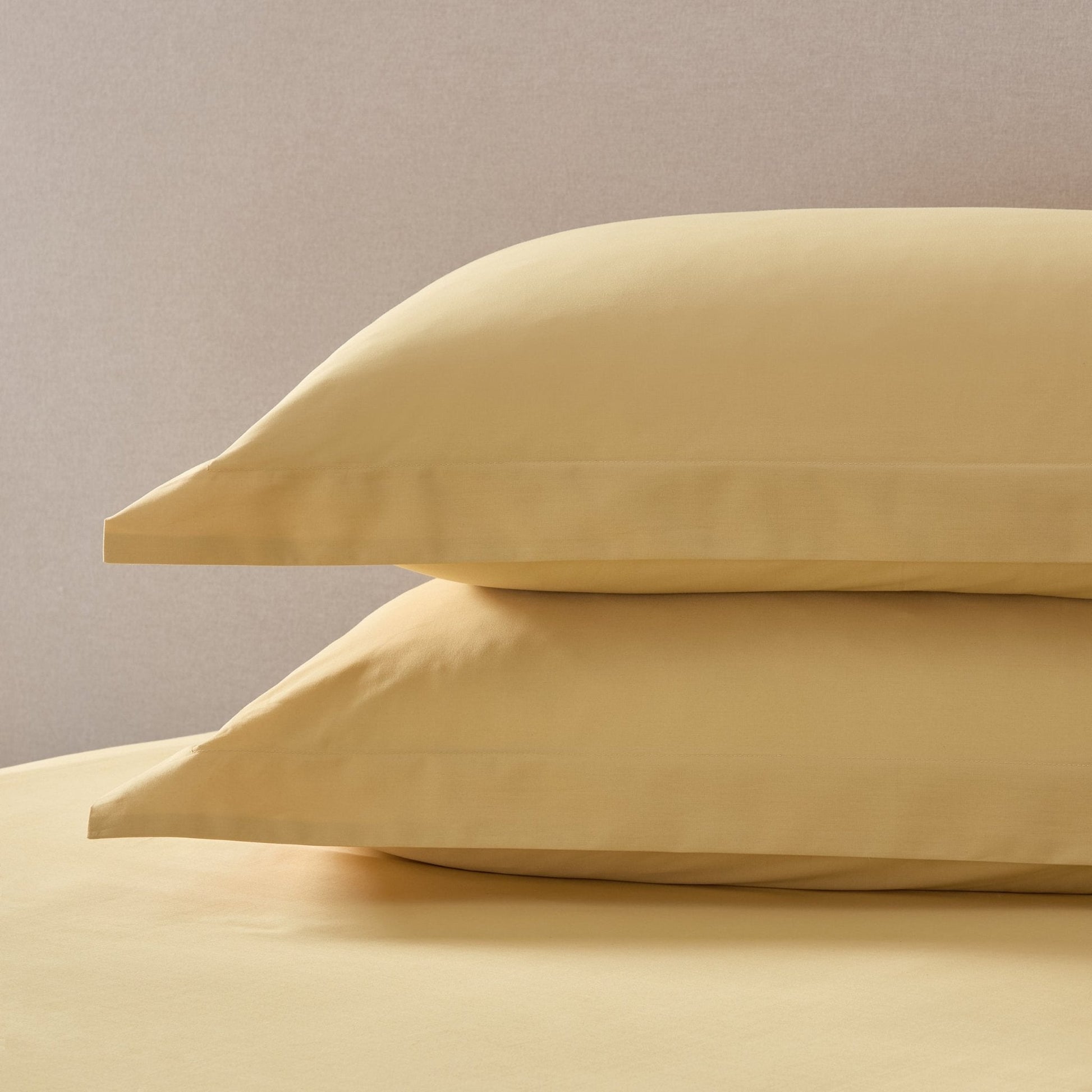 Pair of Plain - Dye Oxford Pillowcases - 200 Thread Count - Mustard - DUSK