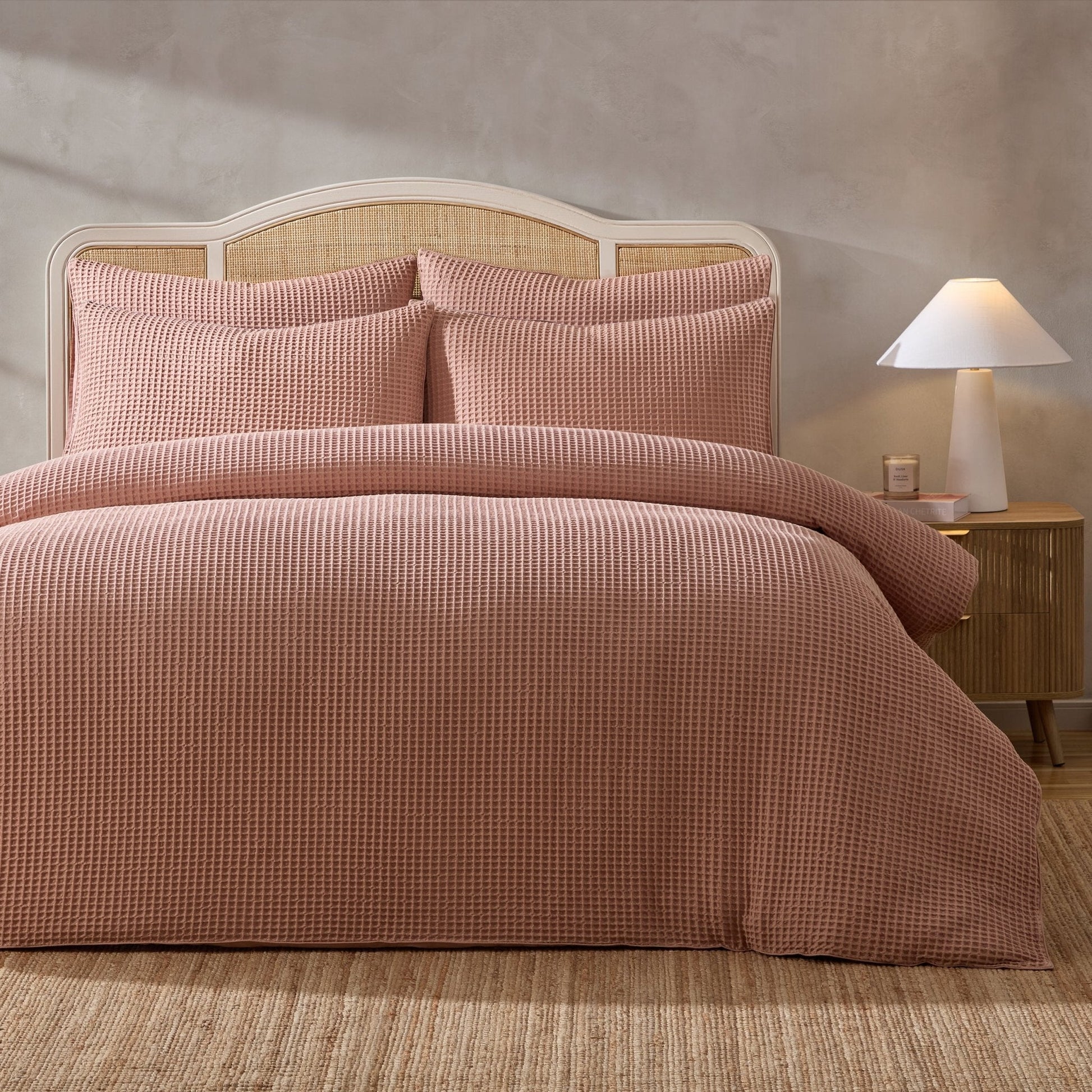 Pair of Portofino Waffle Pillowcases - 200 Thread Count - Cotton - Blush - DUSK