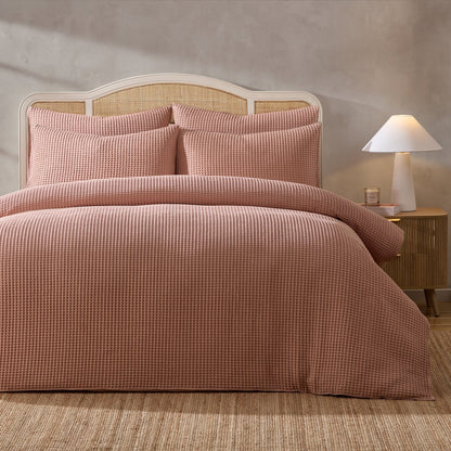 Pair of Portofino Waffle Pillowcases - 200 Thread Count - Cotton - Blush - DUSK