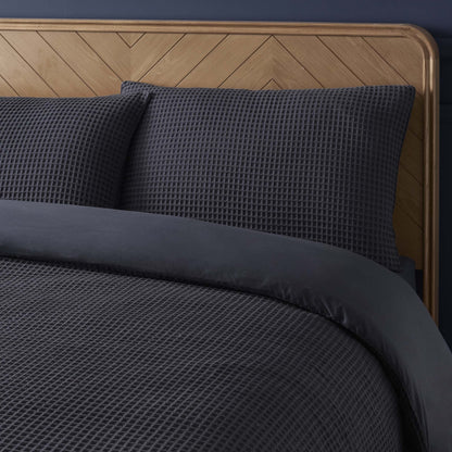 Pair of Portofino Waffle Pillowcases - 200 Thread Count - Cotton - Midnight - DUSK