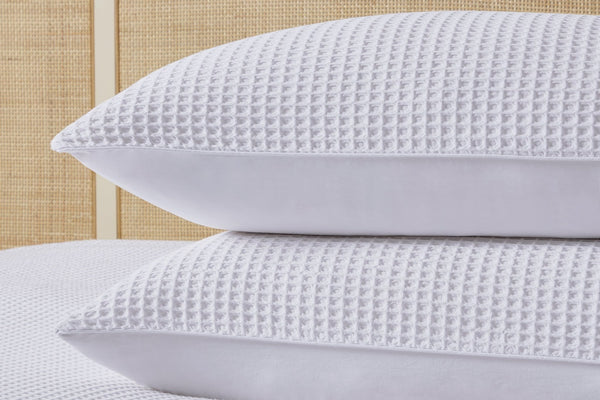 Pair of Portofino Waffle Pillowcases - 200 Thread Count - Cotton - White - DUSK